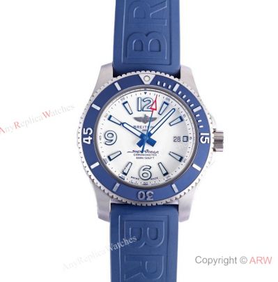 BLS Factory Copy Breitling 44mm Super Ocean 2824 White Dial Blue Ceramic Bezel Watch